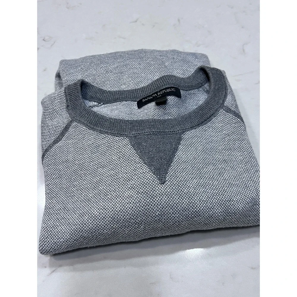 Banana Republic Mens Gray Textured‎ Crewneck Raglan Sleeve Sweater Size M